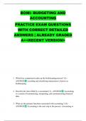 BOMI- BUDGETING AND ACCOUNTING PRACTICE EXAM QUESTIONS WITH CORRECT DETAILED ANSWERS &vert; ALREADY GRADED A&plus;<RECENT VERSION>