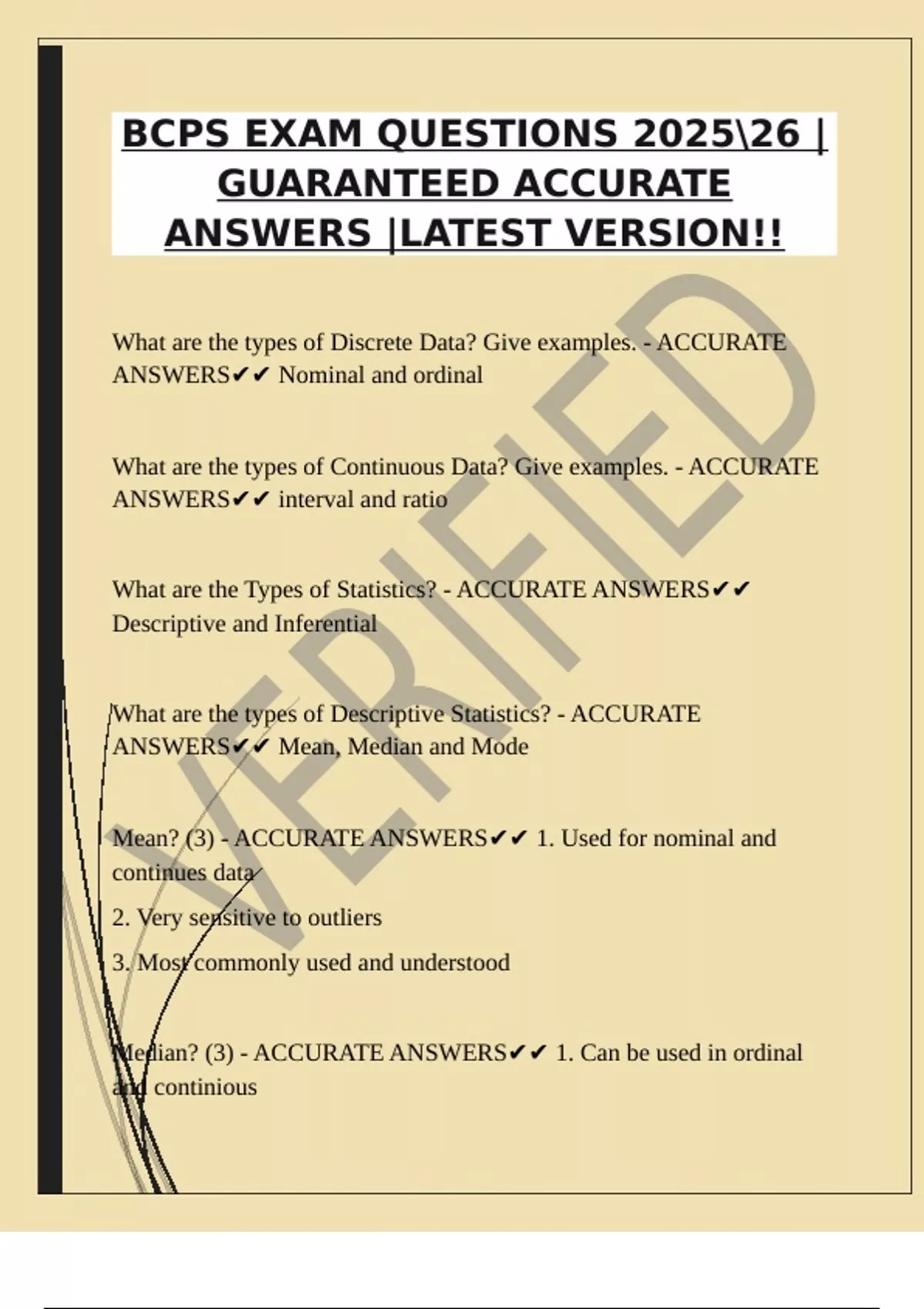 BCPS EXAM QUESTIONS 202526 |GUARANTEED ACCURATE ANSWERS |LATEST VERSION ...