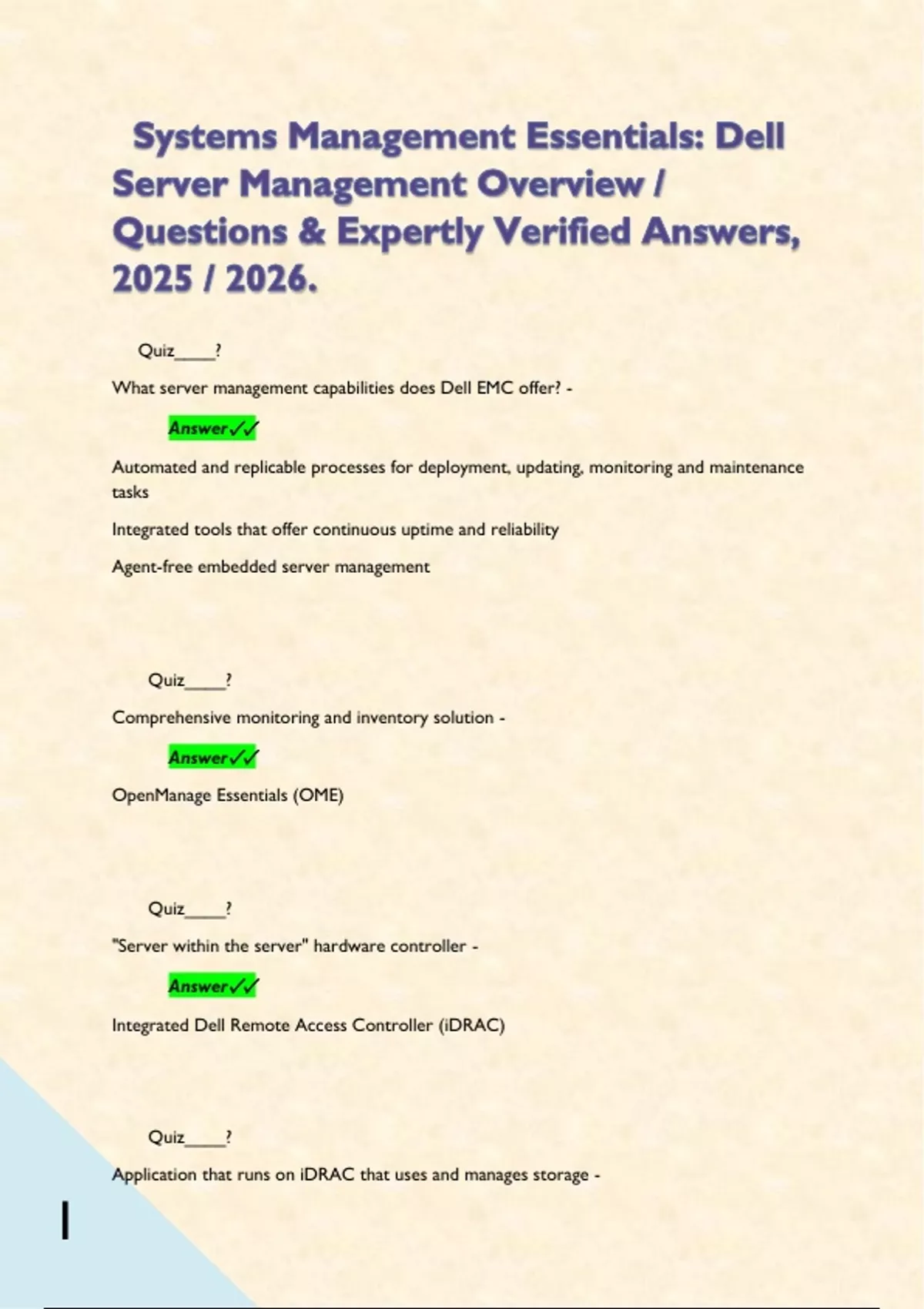 Systems Management Essentials: Dell Server Management Overview ...