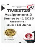 TMS3725 Assignment 2 &lpar;COMPLETE ANSWERS&rpar; Semester 1 2025 - DUE 18 June 2025