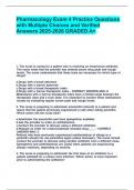 Pharmacology Exam 4 Practice Questions with Multiple Choices and Verified Answers 2025-2026