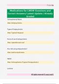 Medications for LMSW Questions and  Correct Answers&sol; Latest Update &sol; Already  Graded 