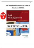 Solutions Manual for Risk Management and Insurance 12th Edition &lpar;James Trieschmann&rpar; &vert; Full Chapters 1&ndash;24