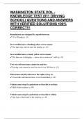 WASHINGTON STATE DOL - KNOWLEDGE TEST &lpar;911 DRIVING SCHOOL&rpar; QUESTIONS AND ANSWERS WITH VERIFIED SOLUITIONS 100&percnt; CORRECT&excl;&excl;&excl;