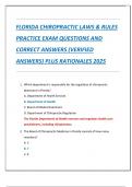 FLORIDA CHIROPRACTIC LAWS & RULES  PRACTICE EXAM QUESTIONS AND  CORRECT ANSWERS &lpar;VERIFIED  ANSWERS&rpar; PLUS RATIONALES 2025