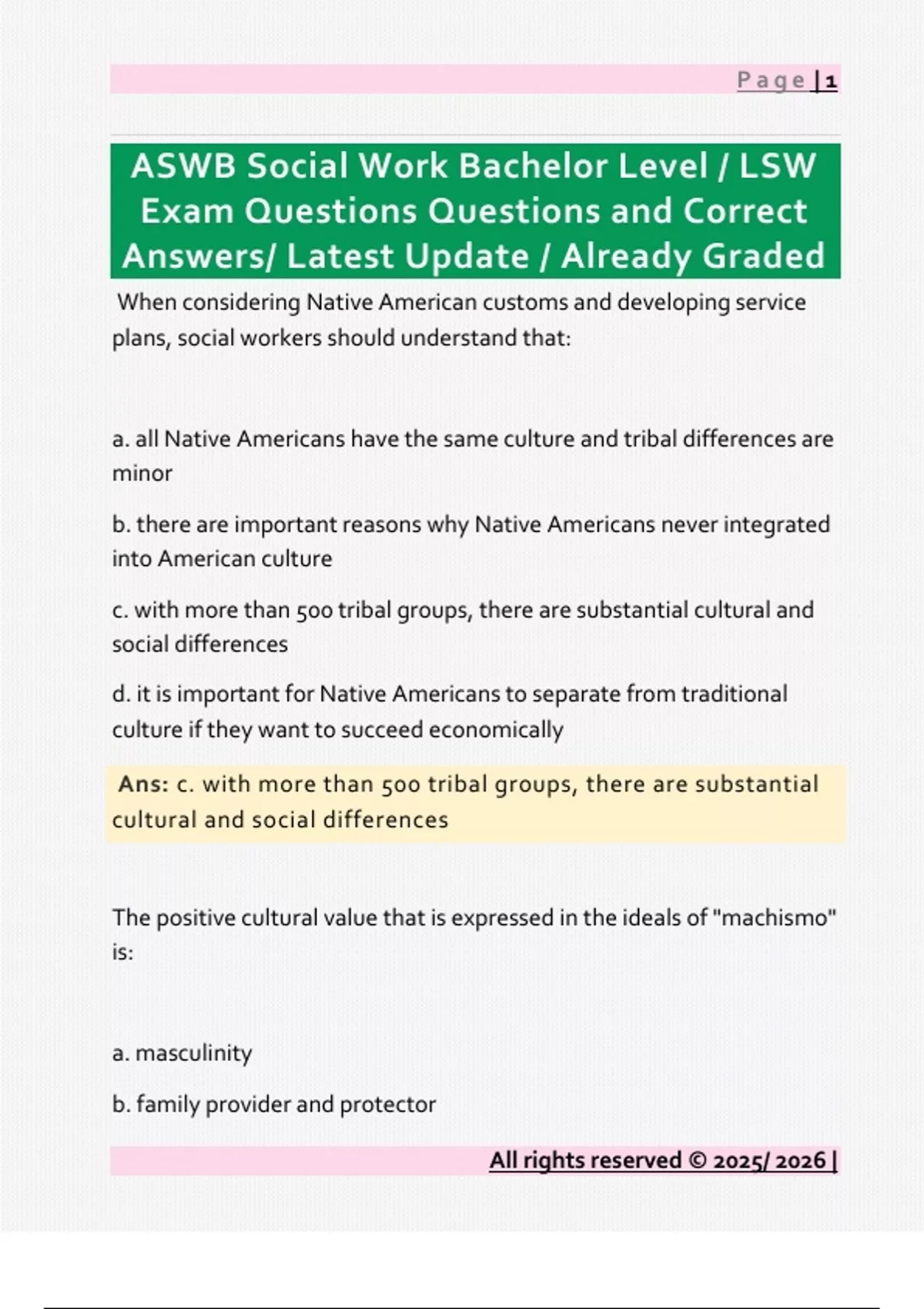 ASWB Social Work Bachelor Level / LSW Exam Questions Questions and ...