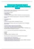 Critical Care Paramedic Exam 1 Questions With 100&percnt; Correct Answers &vert; Verified