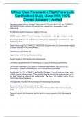 Critical Care Paramedic &lpar; Flight Paramedic Certification&rpar; Study Guide With 100&percnt; Correct Answers &vert; Verified