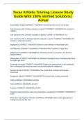 Texas Athletic Training License Study Guide With 100&percnt; Verified Solutions &vert; Actual
