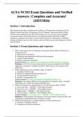 ACSA NCSO Exam Questions and Verified Answers &vert; Complete and Accurate &vert; 2025&sol;2026 Edition