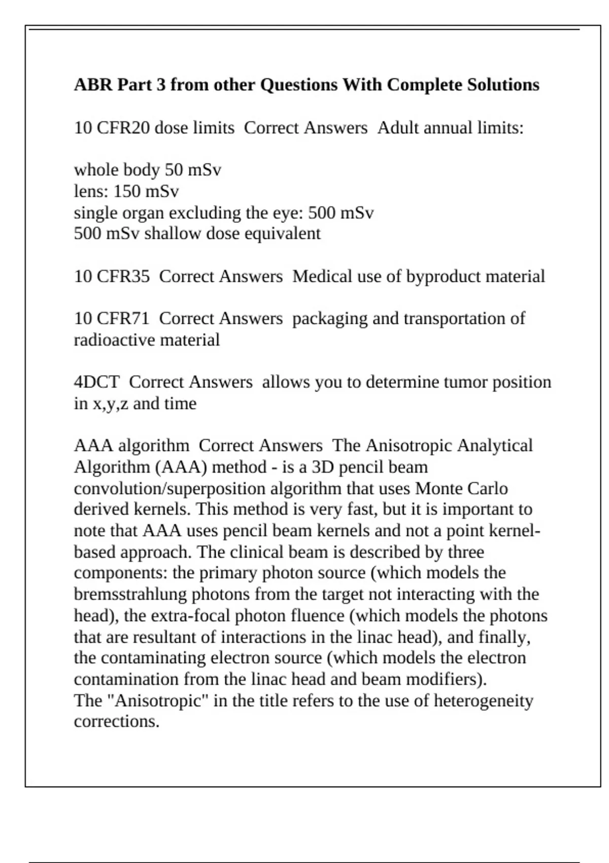 ABR Part 3 from other Questions With Complete Solutions - ABR - Stuvia US
