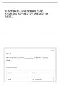 ELECTRICAL INSPECTION QUIZ ANSWERS CORRECTLY SOLVED TO PASS&excl;&excl;
