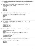 Athletic Training Exam 1 Questions And Answers Already Graded A&plus;