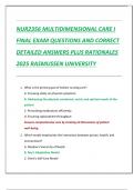 NUR2356 MULTIDIMENSIONAL CARE I  FINAL EXAM QUESTIONS AND CORRECT  DETAILED ANSWERS PLUS RATIONALES  2025 RASMUSSEN UNIVERSITY