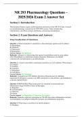 NR 293 Pharmacology &ndash; Exam 2 Answer Set &vert; 2025&sol;2026 Edition &vert; Verified Questions and Correct Answers