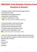 ServSafe Food Manager Practice Exam Latest 2025 Actual Questions & Verified Answers &lpar;2025 &sol; 2026&rpar; A&plus; Grade 100&percnt; Guarantee Verified by Experts