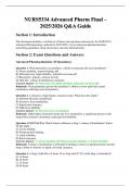 NURS5334 Advanced Pharmacology Final Exam &vert; 2025&sol;2026 Q&A Guide &vert; Verified Questions and Correct Answers
