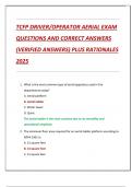 TCFP DRIVER&sol;OPERATOR AERIAL EXAM  QUESTIONS AND CORRECT ANSWERS  &lpar;VERIFIED ANSWERS&rpar; PLUS RATIONALES  2025