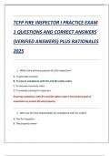 TCFP FIRE INSPECTOR I PRACTICE EXAM 1 QUESTIONS AND CORRECT ANSWERS  &lpar;VERIFIED ANSWERS&rpar; PLUS RATIONALES  2025
