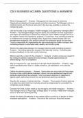 C201 BUSINESS ACUMEN QUESTIONS & ANSWERS