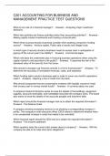 C201 ACCOUNTING FOR BUSINESS AND MANAGEMENT PRACTICE TEST QUESTIONS