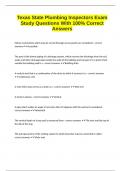 Texas State Plumbing Inspectors Exam Study Questions With 100&percnt; Correct Answers