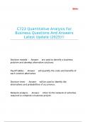 C723 Quantitative Analysis For Business Q&A Overview &lpar;2025&rpar; Latest 2025&sol;2026 Update with complete solution&colon; &lpar;Highly recommended&rpar; By Expert to Pass WGU Exam&period;