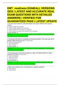 EMT &Tab;readiness EXAM ALL VERSIONS 2025 &vert; LATEST AND ACCURATE REAL EXAM QUESTIONS WITH DETAILED ANSWERS &vert; VERIFIED FOR GUARANTEED PASS &vert; LATEST UPDATE  