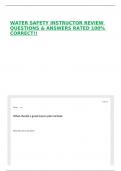 WATER SAFETY INSTRUCTOR REVIEW QUESTIONS & ANSWERS RATED 100&percnt; CORRECT&excl;&excl;