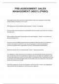 PRE-ASSESSMENT SALES MANAGEMENT &lpar;NBO1&rpar; &lpar;PNBO&rpar; Latest 2025&sol;2026 Update with complete solution&colon; &lpar;Highly recommended&rpar; By Expert to Pass WGU Exam&period;