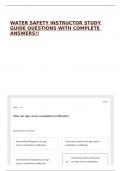 WATER SAFETY INSTRUCTOR STUDY GUIDE QUESTIONS WITH COMPLETE ANSWERS&excl;&excl;