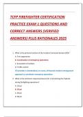 TCFP FIREFIGHTER CERTIFICATION  PRACTICE EXAM 1 QUESTIONS AND  CORRECT ANSWERS &lpar;VERIFIED  ANSWERS&rpar; PLUS RATIONALES 2025