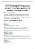 ATI RN Pharmacology Proctored Exam &vert; Actual Exam Test Bank with 200 Verified Questions &vert; Correct Detailed Answers with Rationales &vert; A&plus; Graded &vert; 2025&sol;2026 Edition