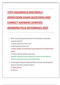 TCFP HAZARDOUS MATERIALS  OPERATIONS EXAM QUESTIONS AND  CORRECT ANSWERS &lpar;VERIFIED  ANSWERS&rpar; PLUS RATIONALES 2025