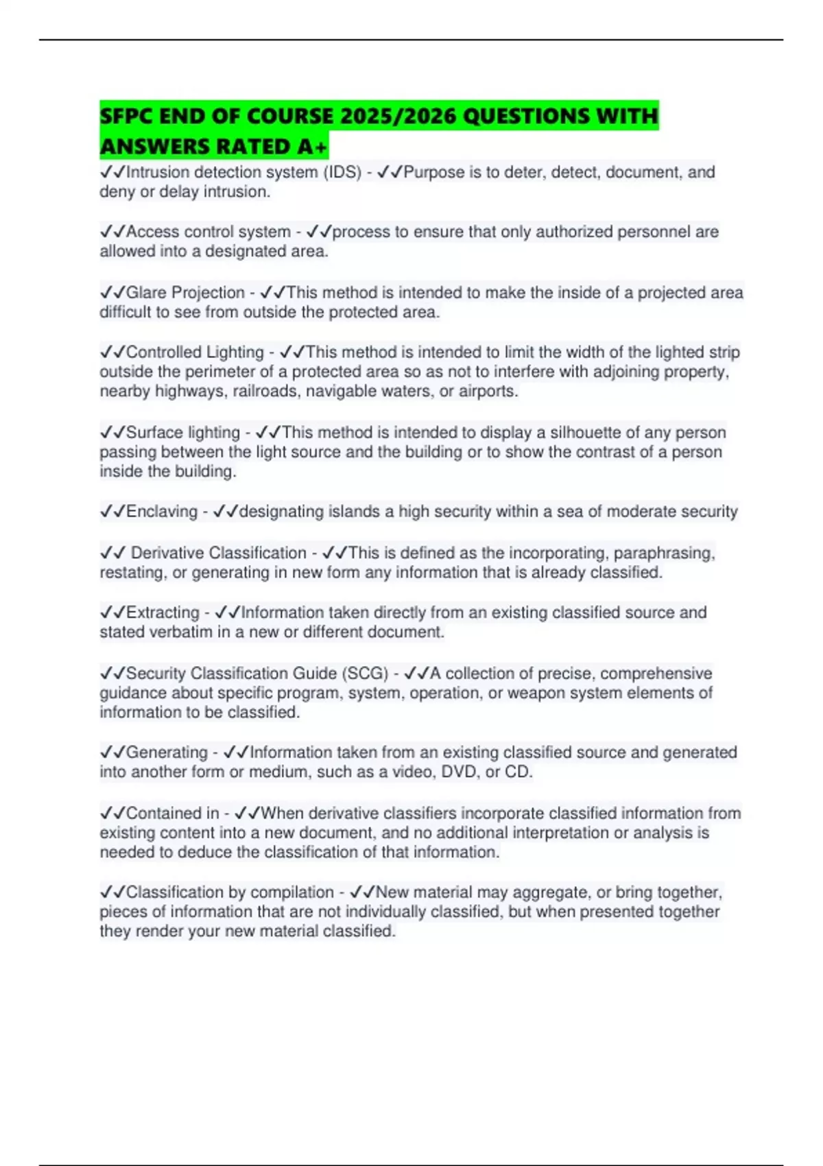 SFPC END OF COURSE 2025/2026 QUESTIONS WITH ANSWERS RATED A+ - Sfpc ...