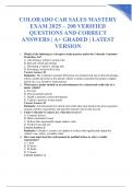COLORADO CAR SALES MASTERY EXAM 2025 &ndash; 200 VERIFIED QUESTIONS AND CORRECT ANSWERS &vert; A&plus; GRADED &vert; LATEST VERSION