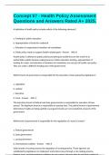 Concept 57 - Health Policy Assessment Questions and Answers Rated A&plus; 2025&period;