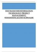 TEST BANK For Information Technology Project Management 9th Edition by Kathy Schwalbe&comma; Verified Chapters 1 - 13&comma; Complete Newest Version