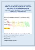 AAA FOOD MANAGER CERTIFICATION EXAM NEWEST  2025 ACTUAL EXAM WITH COMPLETE 120&plus; QUESTIONS  AND CORRECT DETAILED ANSWERS &lpar;VERIFIED  ANSWERS&rpar; ALREADY GRADED A&plus; &sol; AAA Food Manager  Certification &vert; GUARANTEED PASS