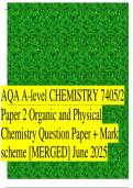 AQA A-level CHEMISTRY 7405&sol;2 Paper 2 Organic and Physical Chemistry Question Paper &plus; Mark scheme &lbrack;MERGED&rsqb; June 2025