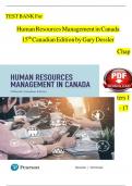 TEST BANK For Human Resources Management in Canada 15th Canadian Edition by Gary Dessler Chapters 1 - 17