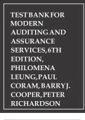 Test Bank for Modern Auditing and Assurance Services 6th Edition by Philomena Leung &lpar;Author&rpar;&comma; Paul Coram &lpar;Author&rpar;&comma; Barry J&period; Cooper &lpar;Author&rpar;&comma; Peter Richardson &lpar;Author&rpar; &lpar;All Chapters Covered&rpar; &lpar;Complete Guide with answers&rpar; &lpar;Graded A&plus;&rpar;