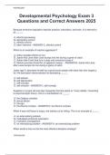 Developmental Psychology Exam 3  Questions and Correct Answers 2025