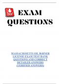 MASSACHUSETTS OIL BURNER LICENSE EXAM TEST BANK QUESTIONS AND CORRECT DETAILED ANSWERS