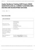 Master Resilience Training &lpar;MRT&rpar; Exams &lpar;2025&rpar; QUESTIONS AND ALL CORRECT ANSWERS 100&percnt; SOLVED AND GUARANTEED SUCCESS