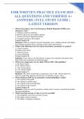 EMR WRITTEN PRACTICE EXAM 2025 &ndash; ALL QUESTIONS AND VERIFIED A&plus; ANSWERS &vert; FULL STUDY GUIDE &vert; LATEST VERSION