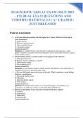 DIAGNOSTIC SKILLS EXAM OSCE 2025 &ndash; 170 REAL EXAM QUESTIONS AND VERIFIED RATIONALES &vert; A&plus; GRADED &vert; JUST RELEASED