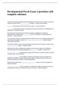 Developmental Psych Exam 2 questions with complete solutions