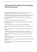 Developmental Psychology Exam 2 questions with correct answers