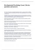 Developmental Psychology Exam 2 Review questions and answers